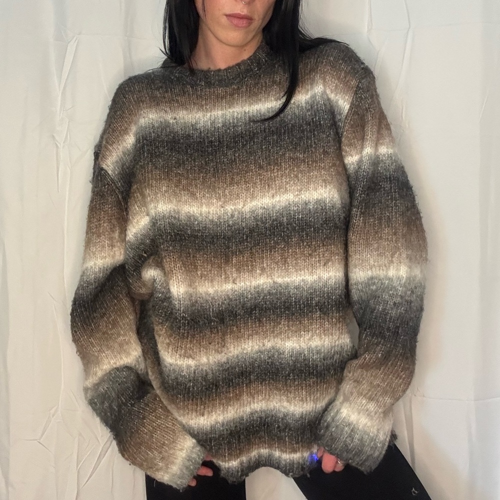 Cotton On Women's Sweater in Brown and Gray Stripes